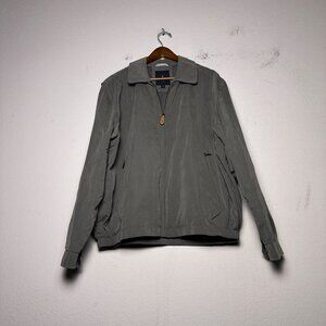 London Fog Coat Jacket Men L Grey Bomber Full Zip Minimal Outerwear Streetwear